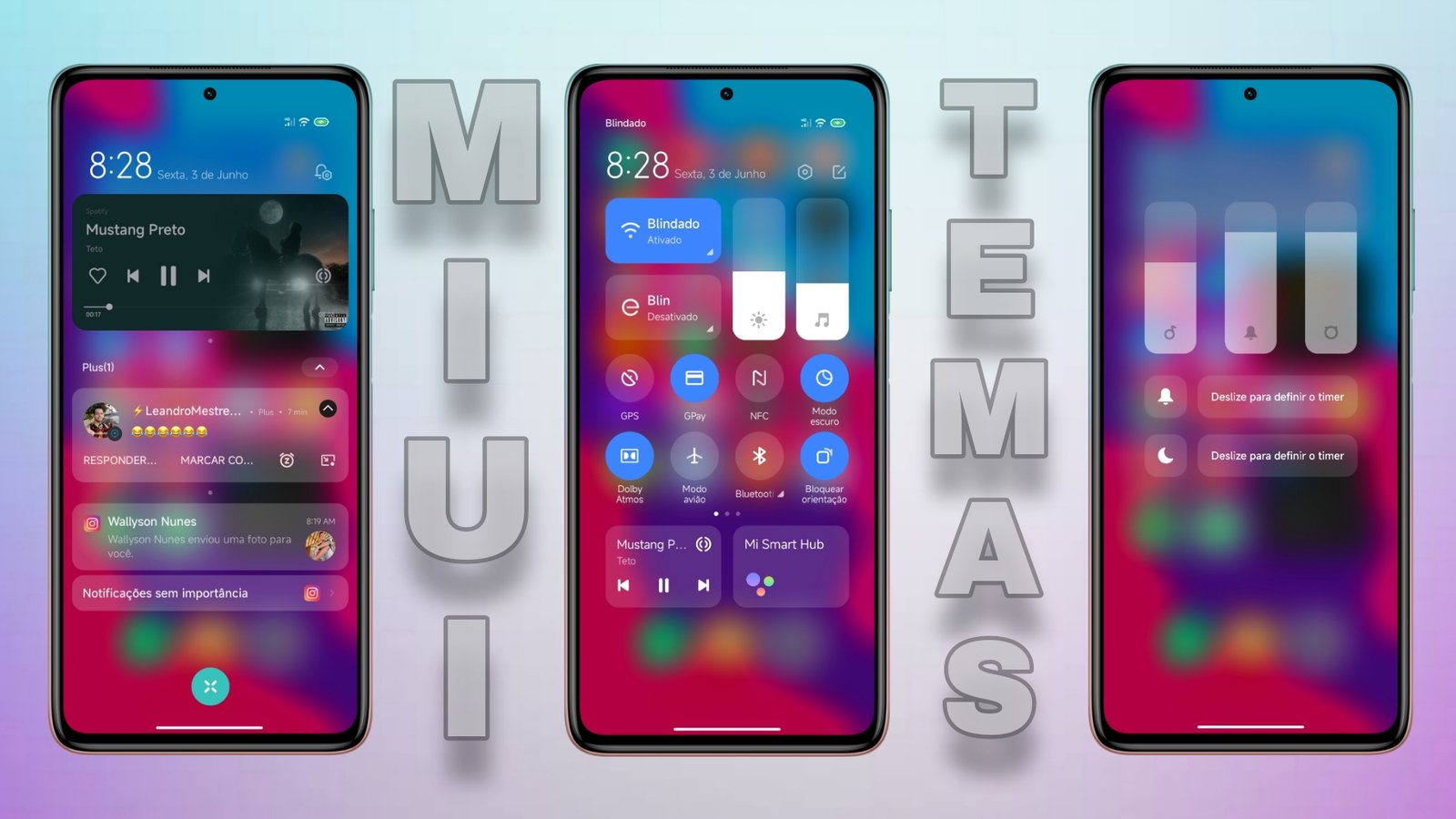 Outro Nível - Elegante Tema Miui 13 Control Center - Full Blur - Dark ...